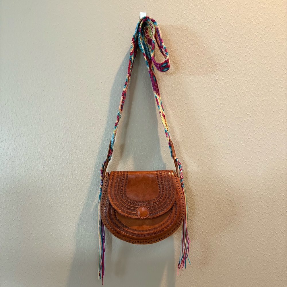 Handcrafted Brown Leather Crossbody Bag